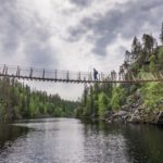 Suspension bridge over Julma Ölkky canyon lake.